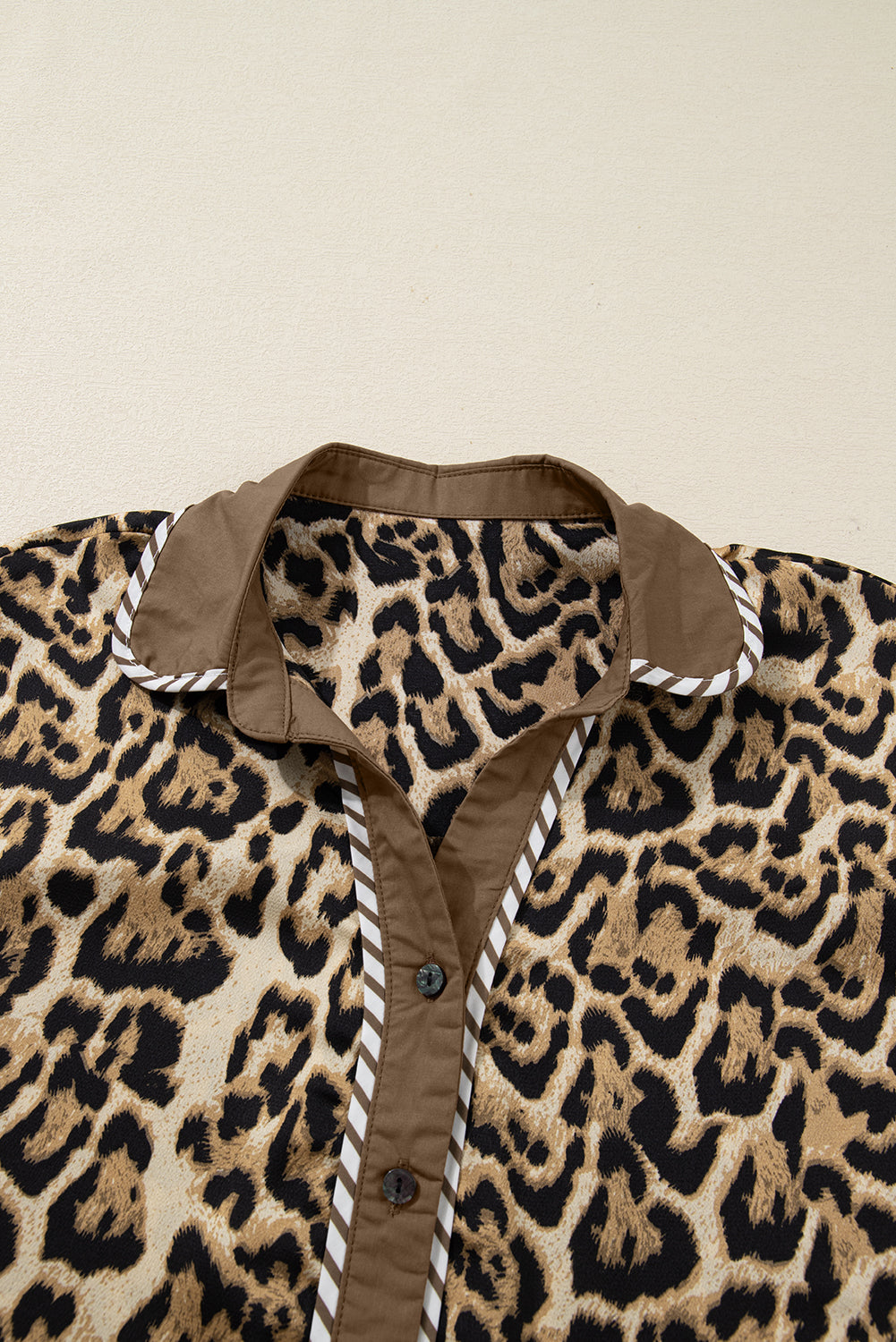 Leopard Print ¾ Sleeve Two-Piece Set