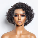 Load image into Gallery viewer, 8 inch Short Curly Pixie Cut 13"x4" Frontal Lace Wig Pre-Bleached Knots Brazilian Human Virgin Hair 150% Density
