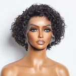 Load image into Gallery viewer, 8 inch Short Curly Pixie Cut 13"x4" Frontal Lace Wig Pre-Bleached Knots Brazilian Human Virgin Hair 150% Density
