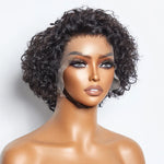 Load image into Gallery viewer, 8 inch Short Curly Pixie Cut 13"x4" Frontal Lace Wig Pre-Bleached Knots Brazilian Human Virgin Hair 150% Density
