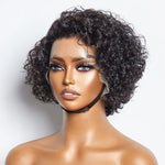 Load image into Gallery viewer, 8 inch Short Curly Pixie Cut 13"x4" Frontal Lace Wig Pre-Bleached Knots Brazilian Human Virgin Hair 150% Density
