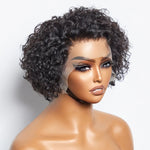 Load image into Gallery viewer, 8 inch Short Curly Pixie Cut 13"x4" Frontal Lace Wig Pre-Bleached Knots Brazilian Human Virgin Hair 150% Density
