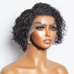 Load image into Gallery viewer, 8 inch Short Curly Pixie Cut 13"x4" Frontal Lace Wig Pre-Bleached Knots Brazilian Human Virgin Hair 150% Density
