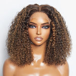 Load image into Gallery viewer, 14 inch 5"x5" Closure Lace Wig Kinky Curly Brazilian Human Virgin Hair 150% Density
