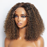 Load image into Gallery viewer, 14 inch 5"x5" Closure Lace Wig Kinky Curly Brazilian Human Virgin Hair 150% Density
