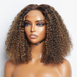 Load image into Gallery viewer, 14 inch 5"x5" Closure Lace Wig Kinky Curly Brazilian Human Virgin Hair 150% Density
