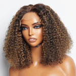 Load image into Gallery viewer, 14 inch 5"x5" Closure Lace Wig Kinky Curly Brazilian Human Virgin Hair 150% Density

