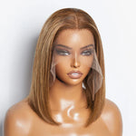 Load image into Gallery viewer, 12 Inches 13"x4" #P4/27 Straight Bob Lace Frontal Wig-100% Human Hair
