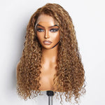Load image into Gallery viewer, Pre-Plucked 13x4" Lace Front Water Wavy Highlight Wig Free Part 150% Density-100% Human Hair
