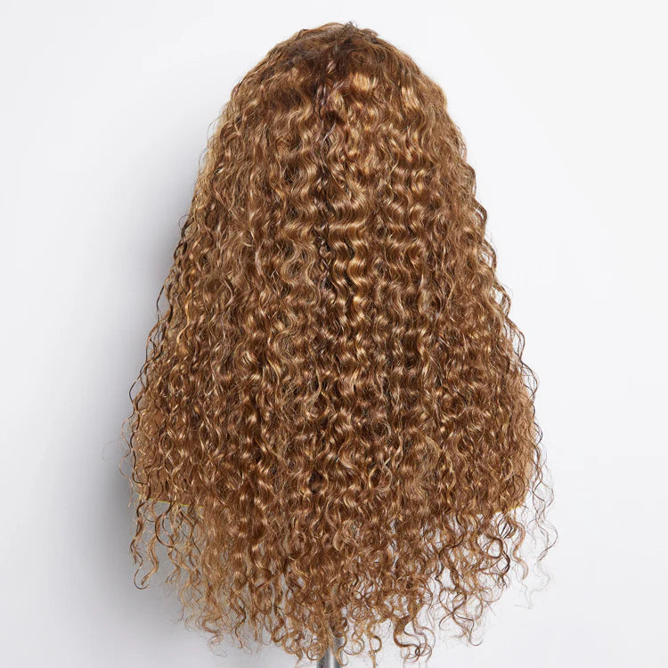 Pre-Plucked 13x4" Lace Front Water Wavy Highlight Wig Free Part 180% Density-100% Human Hair