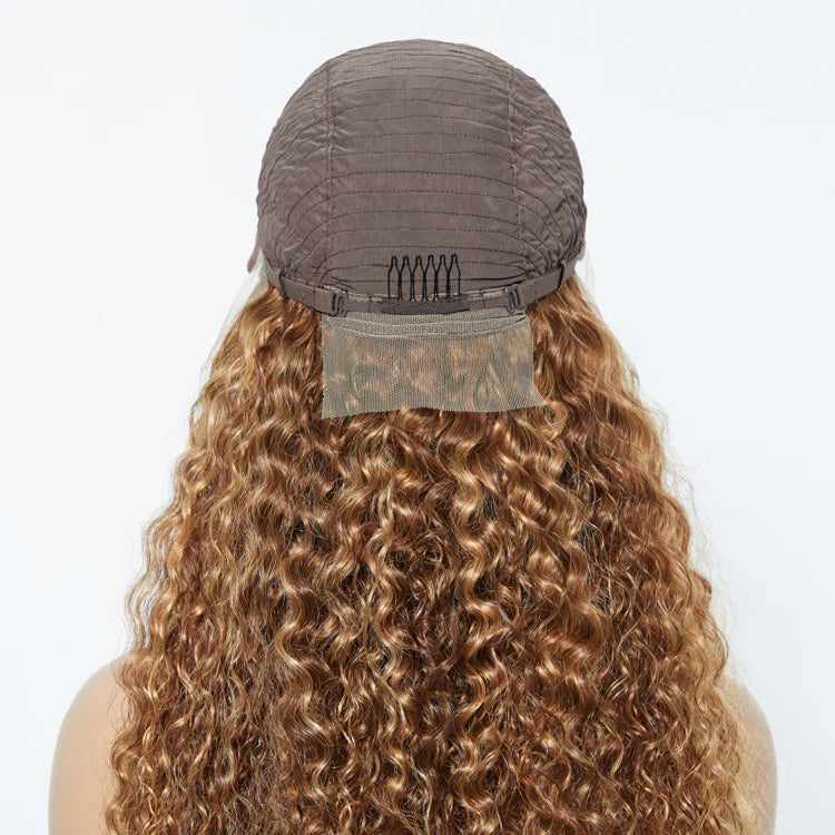 Pre-Plucked 13x4" Lace Front Water Wavy Highlight Wig Free Part 180% Density-100% Human Hair