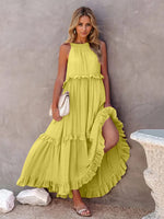 Load image into Gallery viewer, Ruffled Sleeveless Tiered Maxi Dress with Pockets – Effortless &amp; Chic
