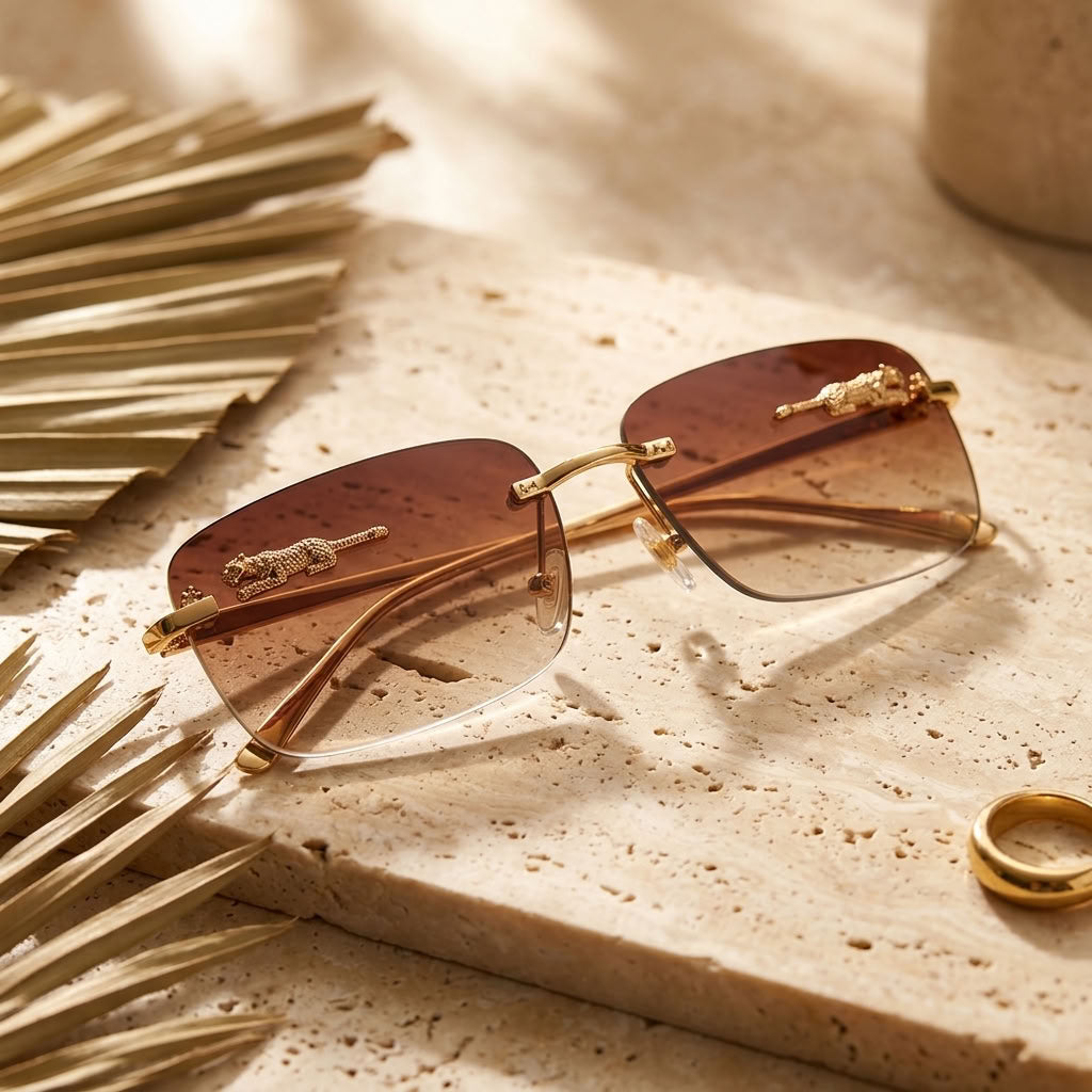 Luxury Rimless Rectangle Sunglasses - Gradient Lenses Y2K Retro Tinted Eyewear