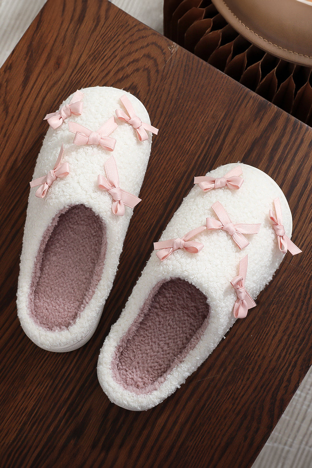 Pink Bow Sherpa House Slippers | Coquette Cozy Slippers