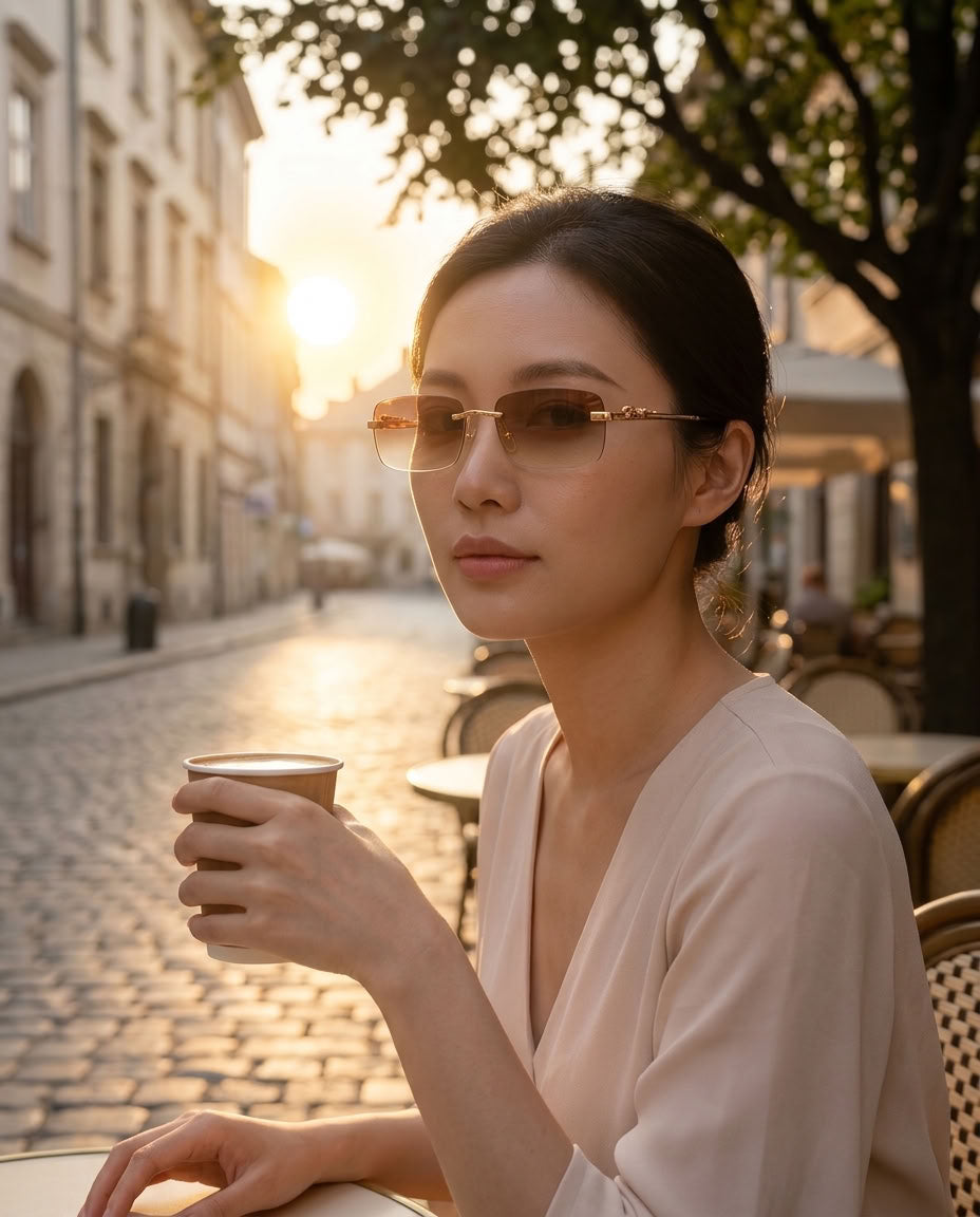 Luxury Rimless Rectangle Sunglasses - Gradient Lenses Y2K Retro Tinted Eyewear