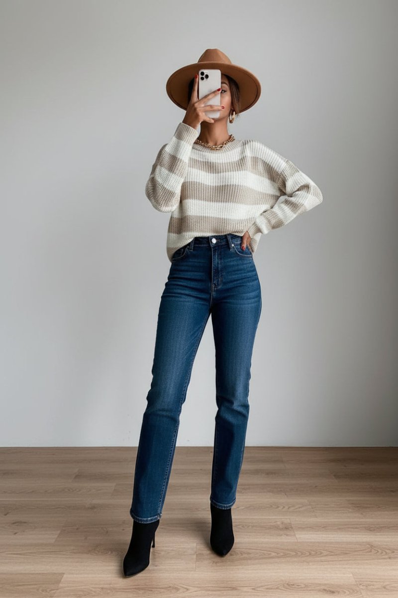 Striped Knit Pullover Sweater - The PM Edit