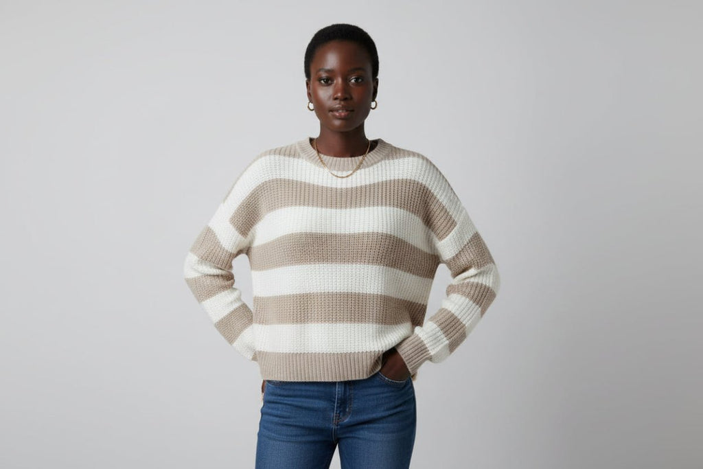 Striped Knit Pullover Sweater - The PM Edit