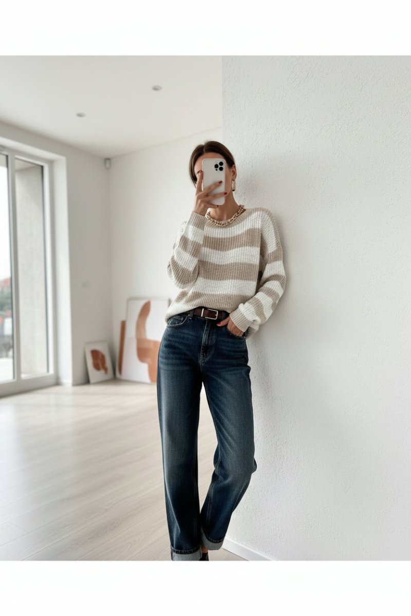 Striped Knit Pullover Sweater - The PM Edit
