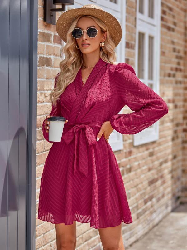 Long Sleeve Wrap Front Dress - The PM Edit