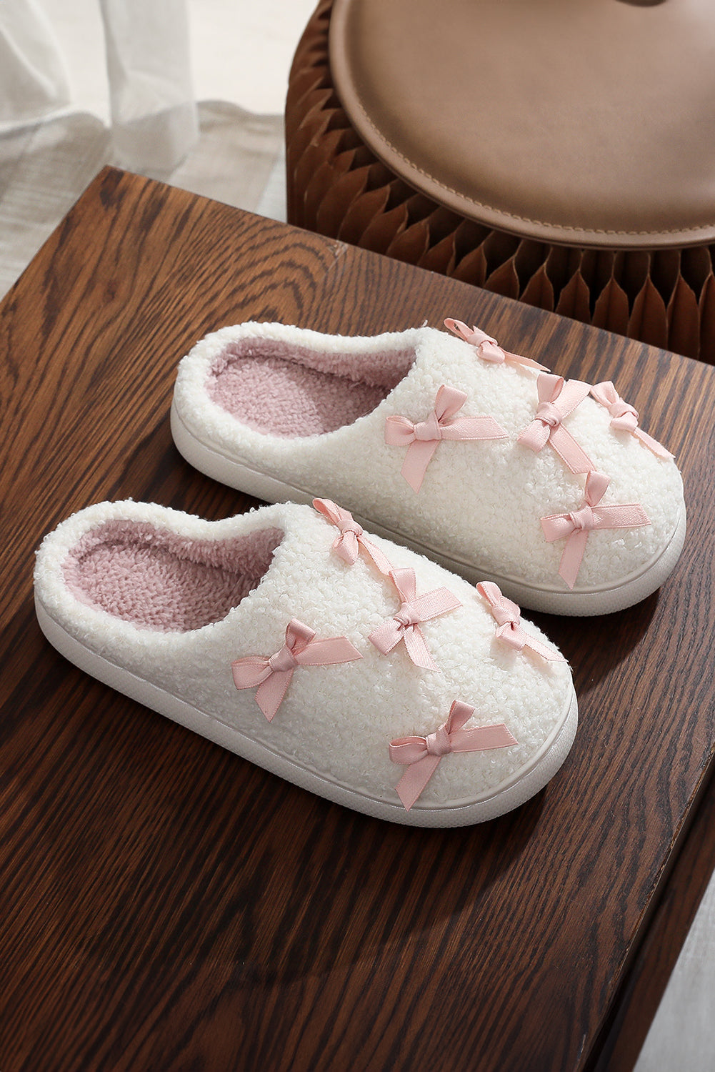 Pink Bow Sherpa House Slippers | Coquette Cozy Slippers
