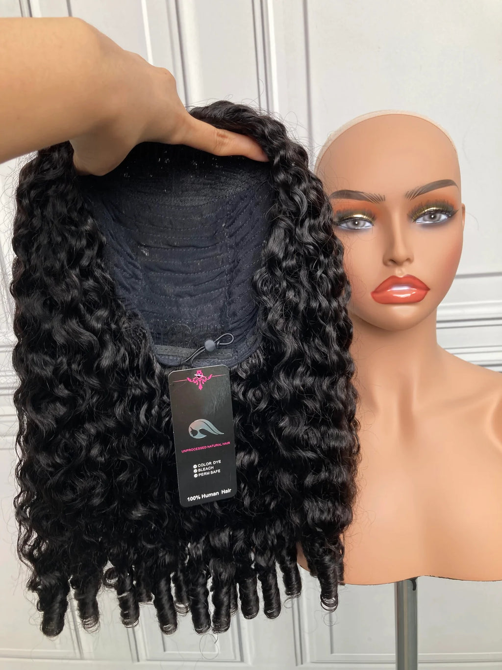 #1B Natural Black Burmese Curly Half Wig 180% Density