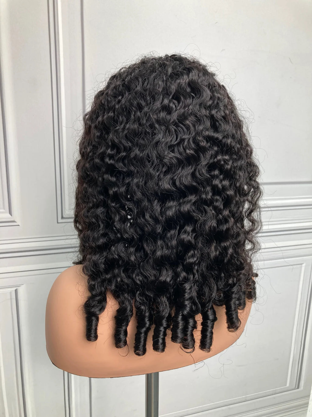 #1B Natural Black Burmese Curly Half Wig 180% Density