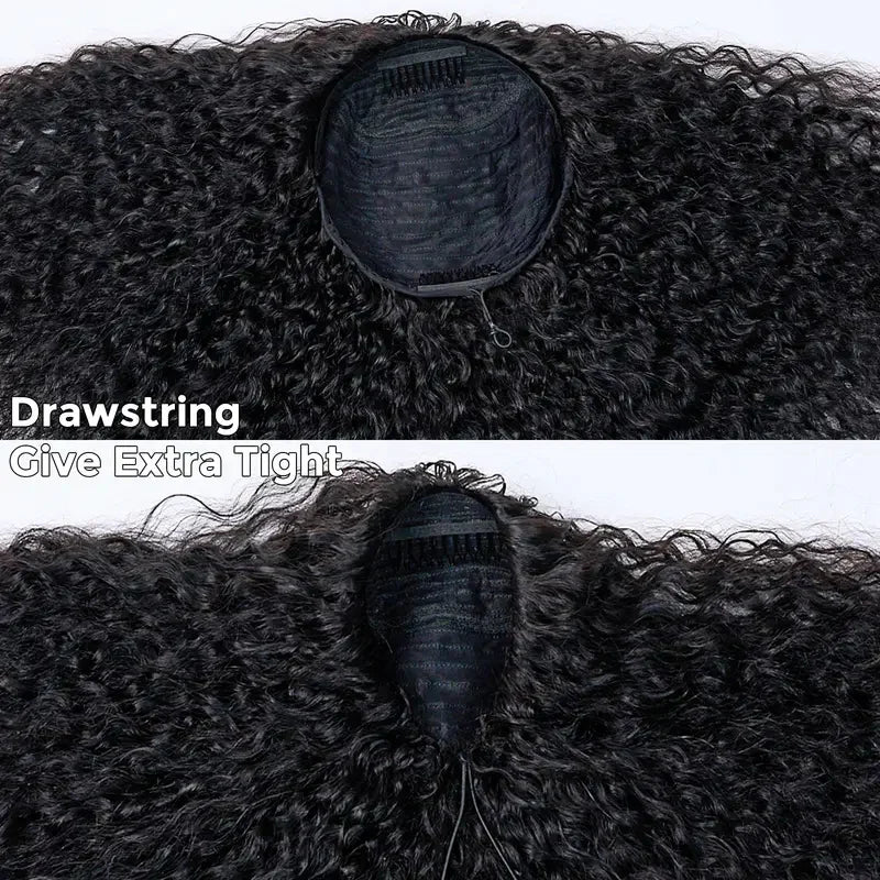 #1B Natural Black Burmese Curly Half Wig 180% Density