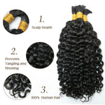 Load image into Gallery viewer, Water Wave Bulk Hair For Braiding #1B Natural Black/Boho Braids
