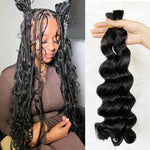 Load image into Gallery viewer, Loose Wave Bulk Hair For Braiding #1B Natural Black/Boho braids
