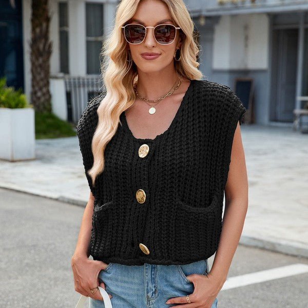 Sleeveless Knit Cardigan Vest - The PM Edit
