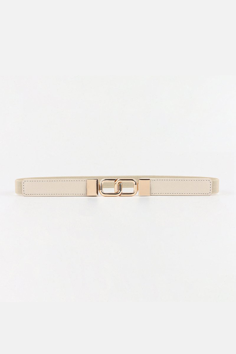 Slim Elastic Belt with Gold Geometric Double Buckle - The PM Edit