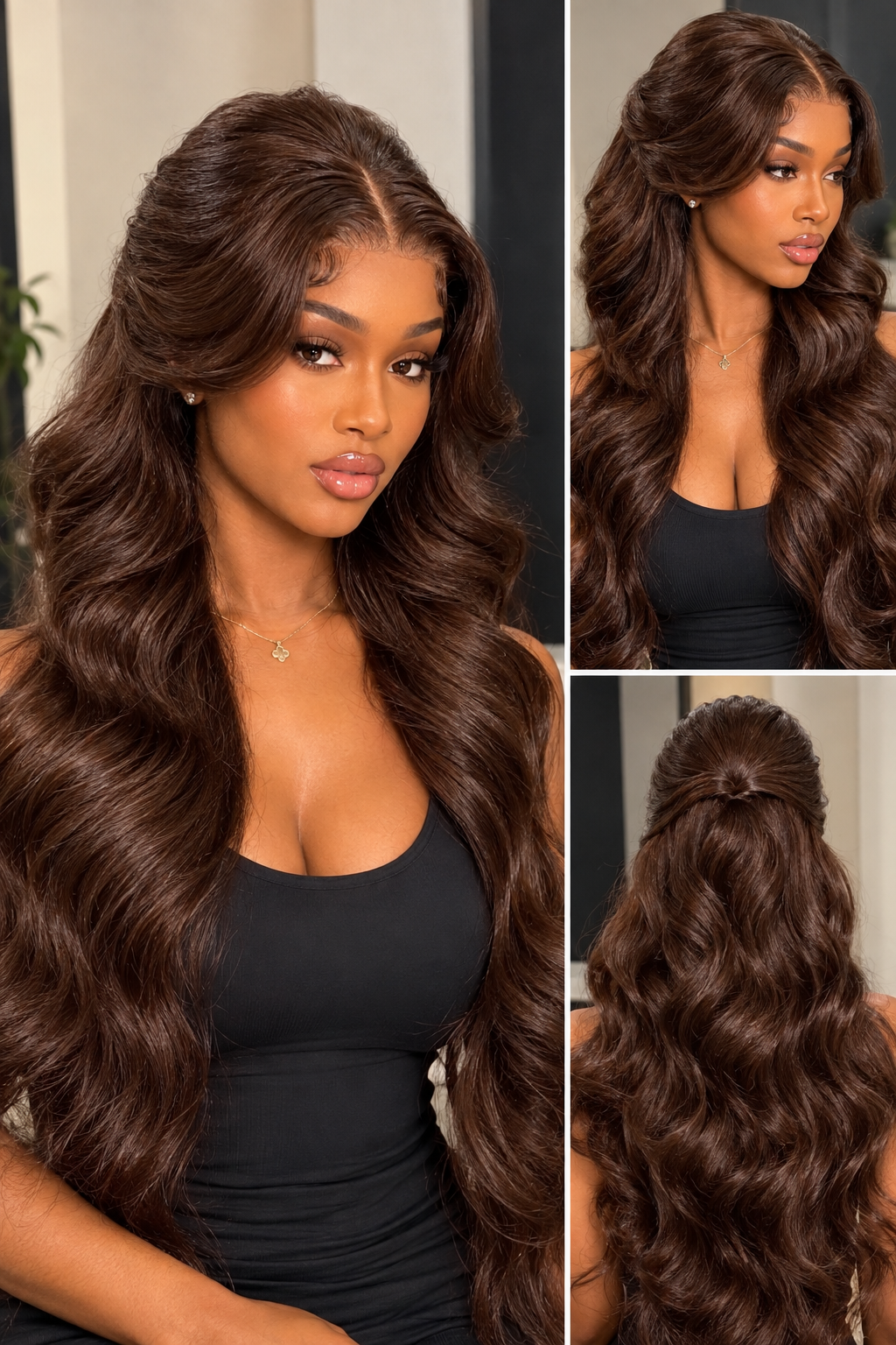 13x6 Straight Chocolate Brown Lace Frontal Wig | HD Lace| 180% Density | 100% Human Hair | Pre Plucked With Baby Hair (Copy)