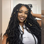 Load image into Gallery viewer, 30 Inches 4x4 Boho Goddess Faux Locs Lace Closure Wigs 200% Density-100% Handmade
