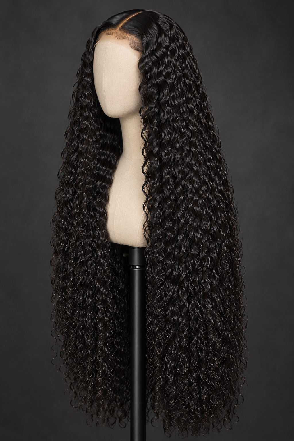 30-inch water-wave wig three-quarter display