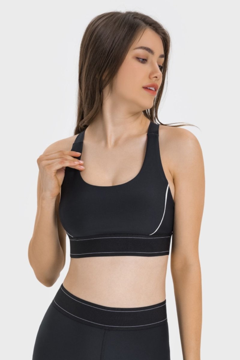 Contrast Band Racerback Sports Bra - The PM Edit