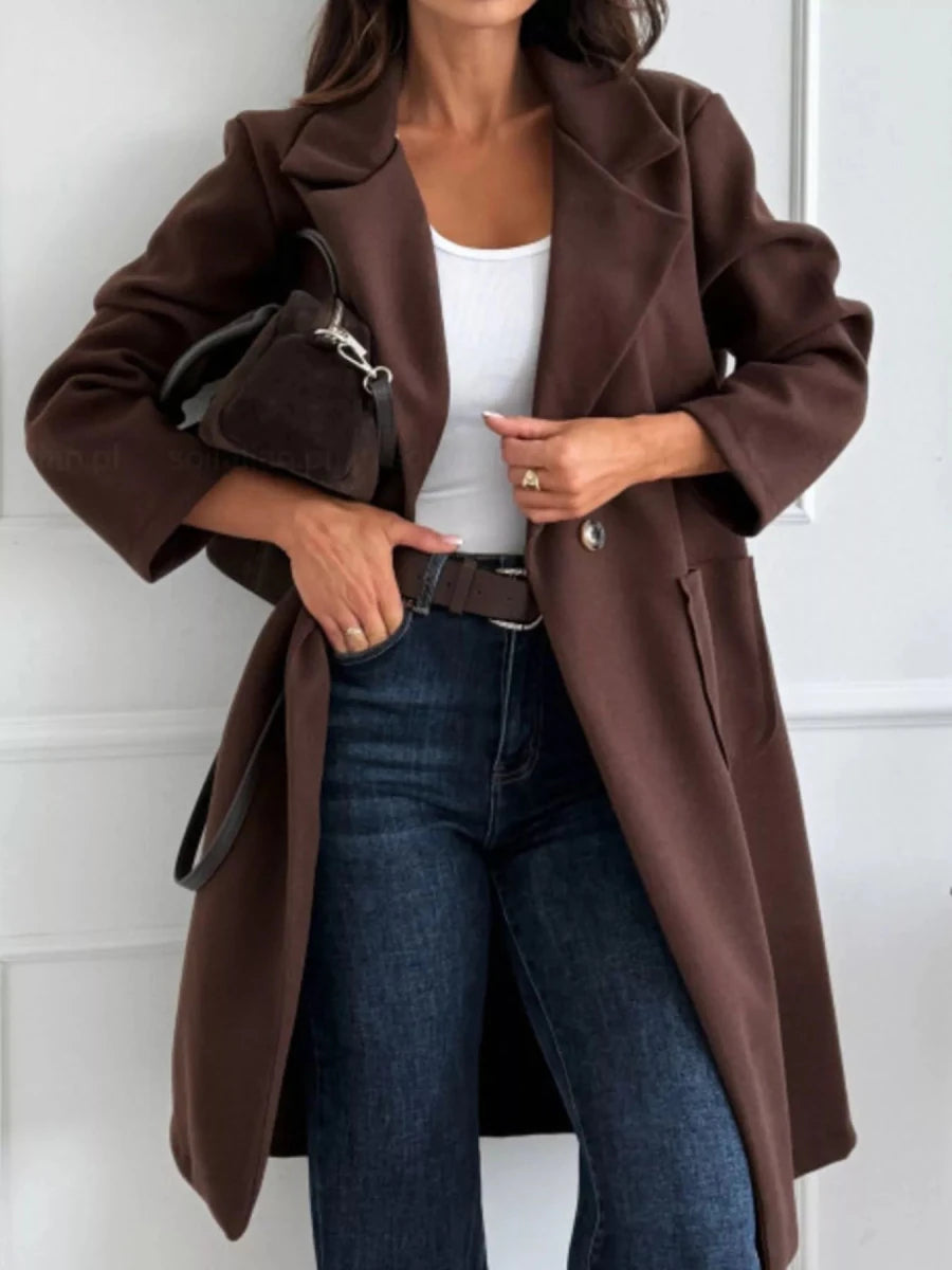 Long - Sleeve Single - Breasted Trench Coat - The PM Edit