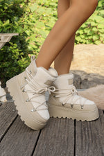 Load image into Gallery viewer, Leather Patchwork Lace-up Thick Bottom Snow Boots
