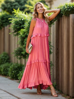 Load image into Gallery viewer, Ruffled Sleeveless Tiered Maxi Dress with Pockets – Effortless &amp; Chic
