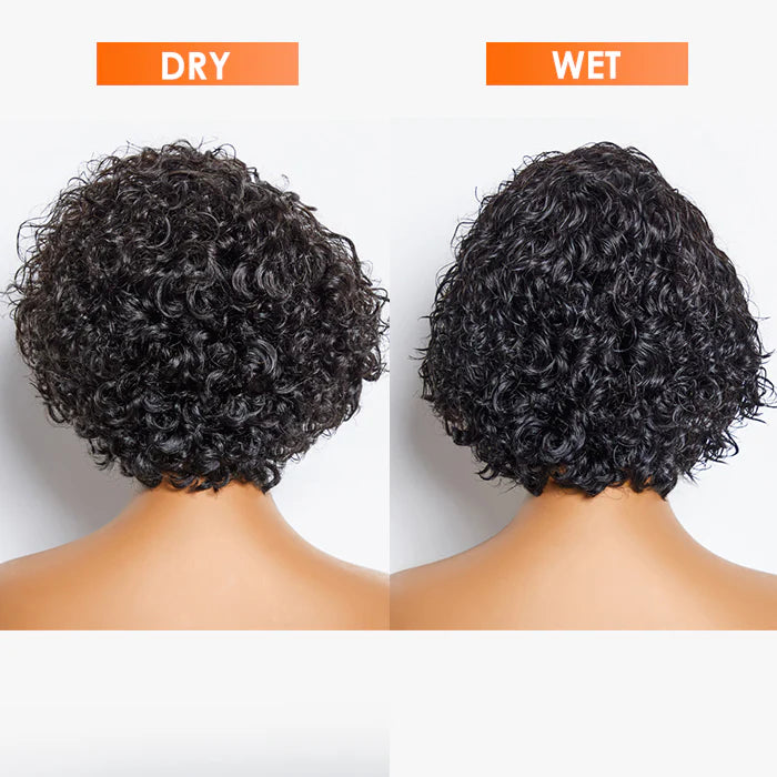 8 inch Short Curly Pixie Cut 13"x4" Frontal Lace Wig Pre-Bleached Knots Brazilian Human Virgin Hair 150% Density