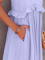 Load image into Gallery viewer, Ruffled Sleeveless Tiered Maxi Dress with Pockets – Effortless &amp; Chic
