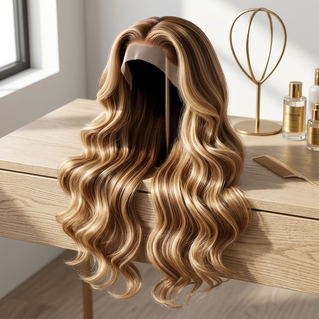 13X6 P4/27 BODYWAVE OMBRE HIGHLIGHT WIG| HD LACE| 100% HUMAN HAIR | 180% Density