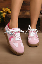 Load image into Gallery viewer, Rose Red Color Block Lace Up Sneakers
