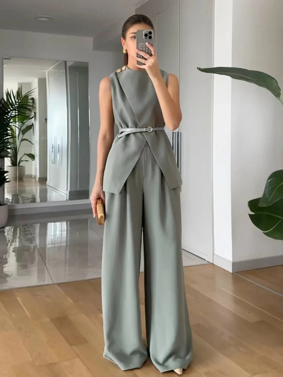 Sleeveless Top and Pants Set - The PM Edit