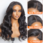 Load image into Gallery viewer, 18”-24″ Body-Wave Glueless Lace Closure Wig – 5×5, Natural Black, 100% Human Hair
