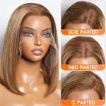 Load image into Gallery viewer, 12 Inches 13"x4" #P4/27 Straight Bob Lace Frontal Wig-100% Human Hair
