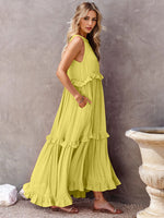Load image into Gallery viewer, Ruffled Sleeveless Tiered Maxi Dress with Pockets – Effortless &amp; Chic
