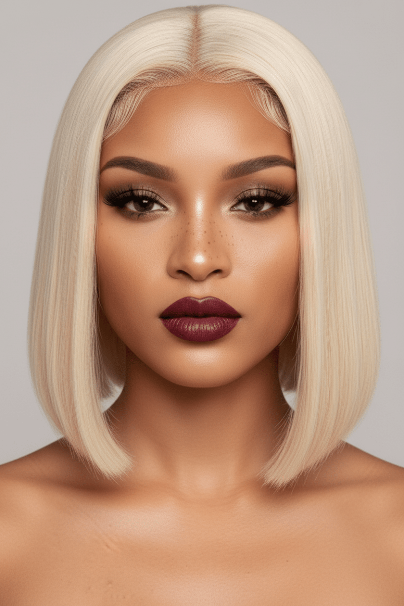 613 Blonde Short Bob Wig Straight | 13x4 Lace Front Bob Wig | 100% Human Hair - The PM Edit
