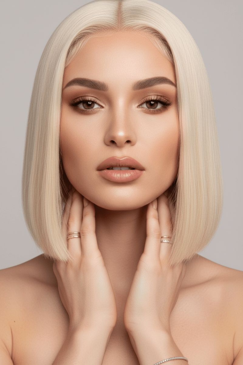 613 Blonde Short Bob Wig Straight | 13x4 Lace Front Bob Wig | 100% Human Hair - The PM Edit