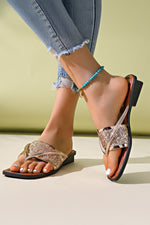 Load image into Gallery viewer, Gold Glitter Clip Toe Slippers
