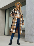 Plaid Pocketed Button Up Trench Coat - The PM Edit
